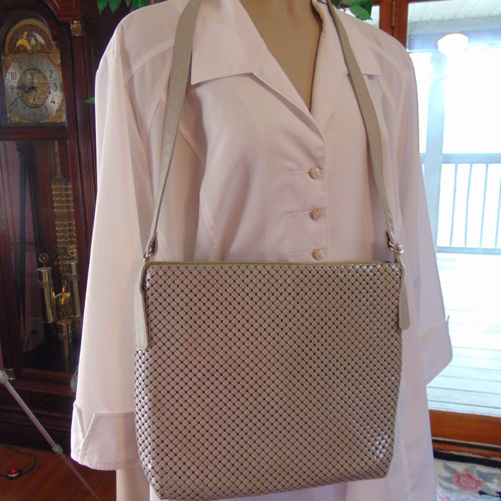 WHITING & DAVIS Gray Mesh/Chainmail Shoulder Bag